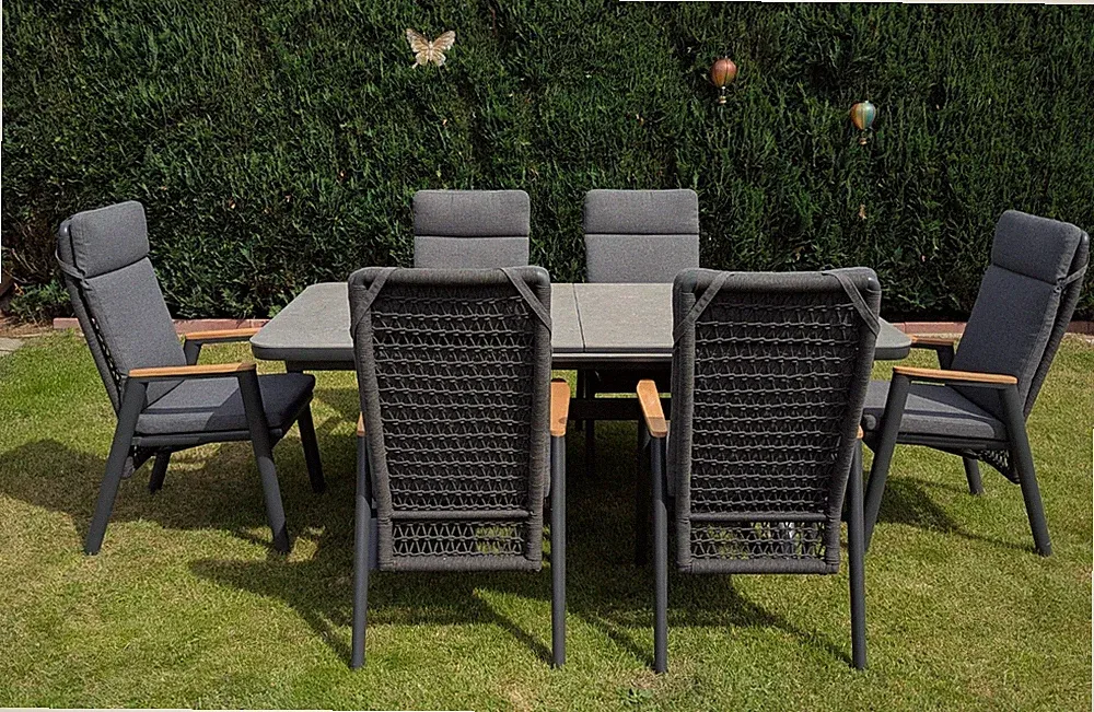 Gartengarnitur Gartensitzgruppe Rope Gartenmöbel Terrassenmöbel Sitzgruppe Alu
