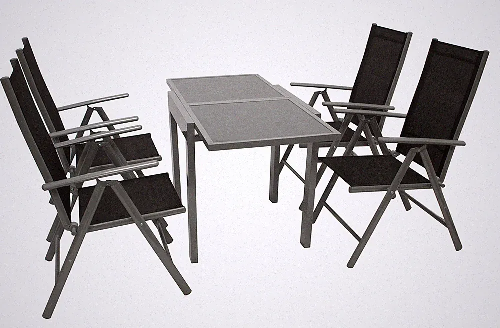 Gartengarnitur Sitzgruppe Balkonset Balkonmöbel Set AMALFI 5-teilig Alu grau