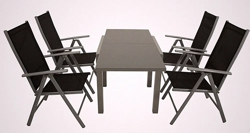 Gartengarnitur Sitzgruppe Balkonset Balkonmöbel Set MARINA 5-teilig Alu grau