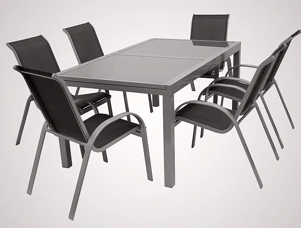 Gartengarnitur Sitzgruppe Gartemöbel Garnitur Gartenset AMALFI groß Alu, schwarz