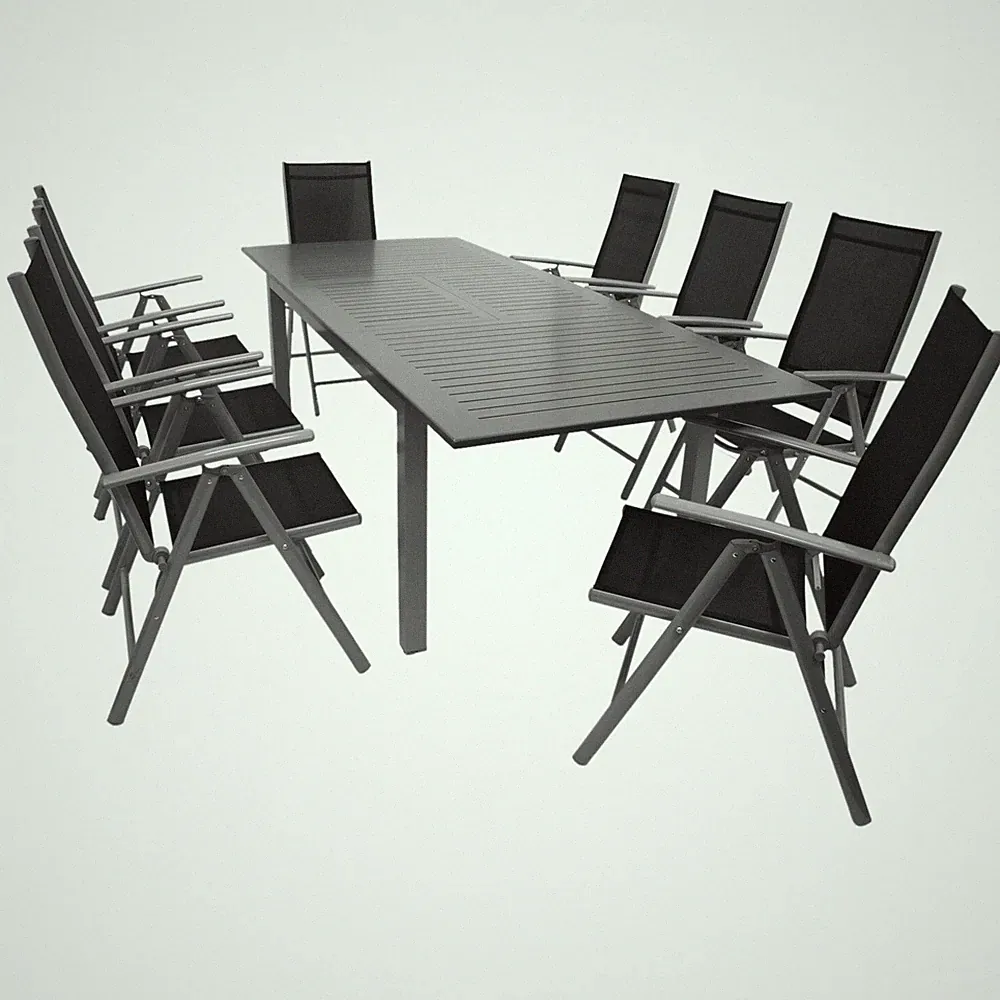 Gartengarnitur Sitzgruppe Gartenmöbel Garnitur BAJAZZO Aluminium Alu 9-teilig