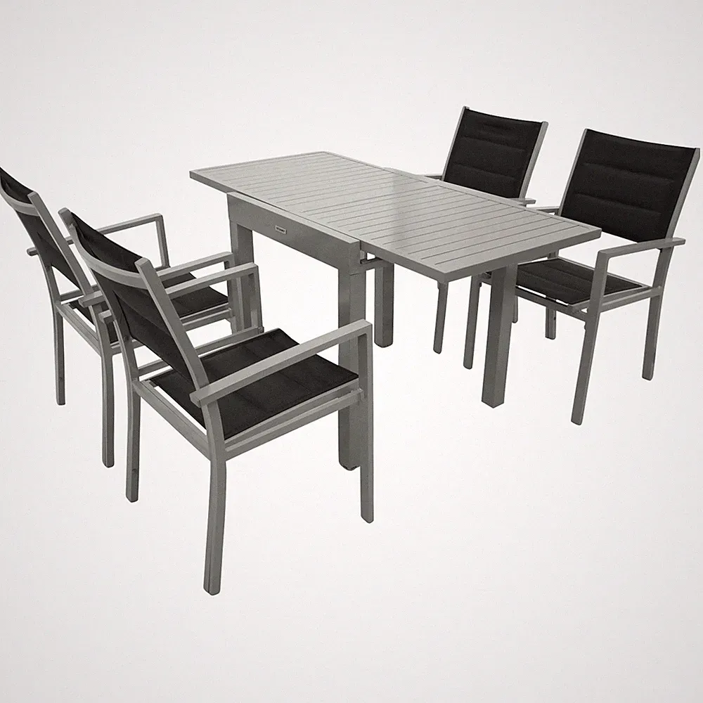 Gartengarnitur Sitzgruppe Gartenmöbel Garnitur TIRANA Aluminium 5-teilig grau