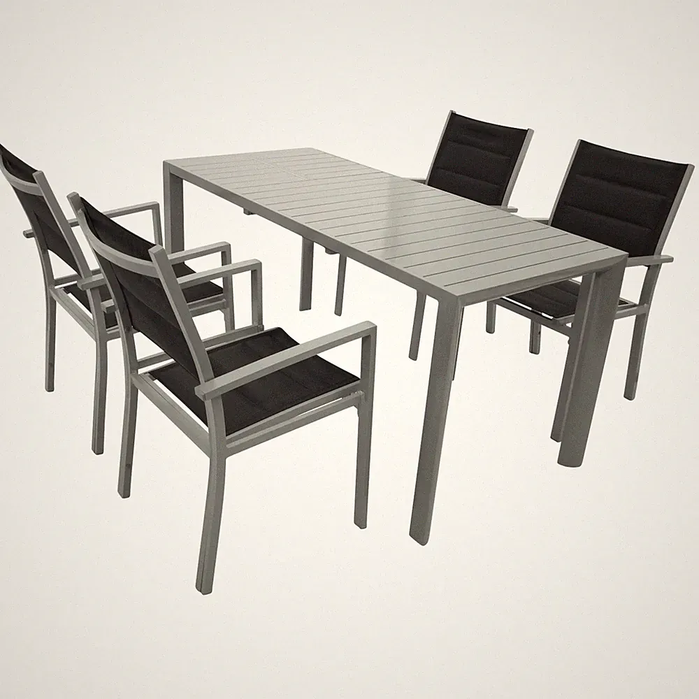Gartengarnitur Sitzgruppe Gartenmöbel Set Garnitur BAGO Alu Alu 5-teilig silber