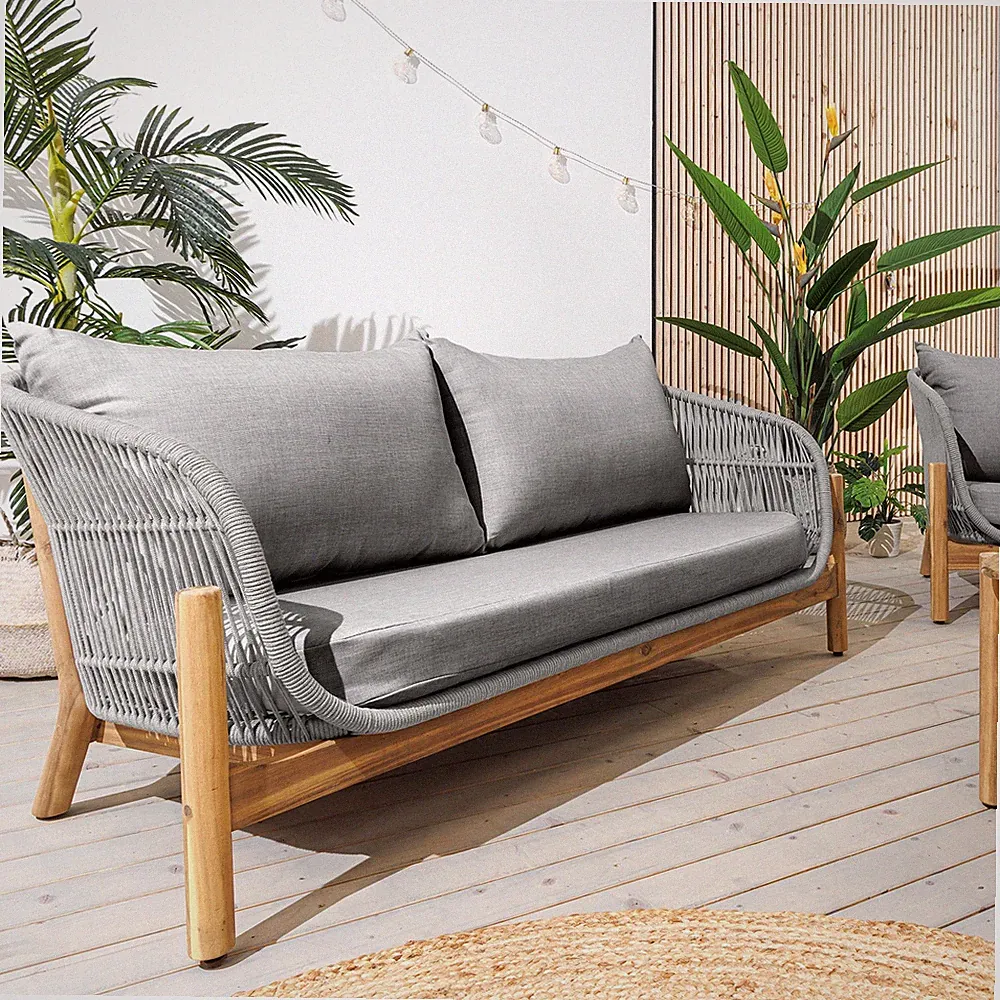 Gartenlounge Set ROPE - grau - natur - Akazienholz - Aluminium - Tisch - Polster