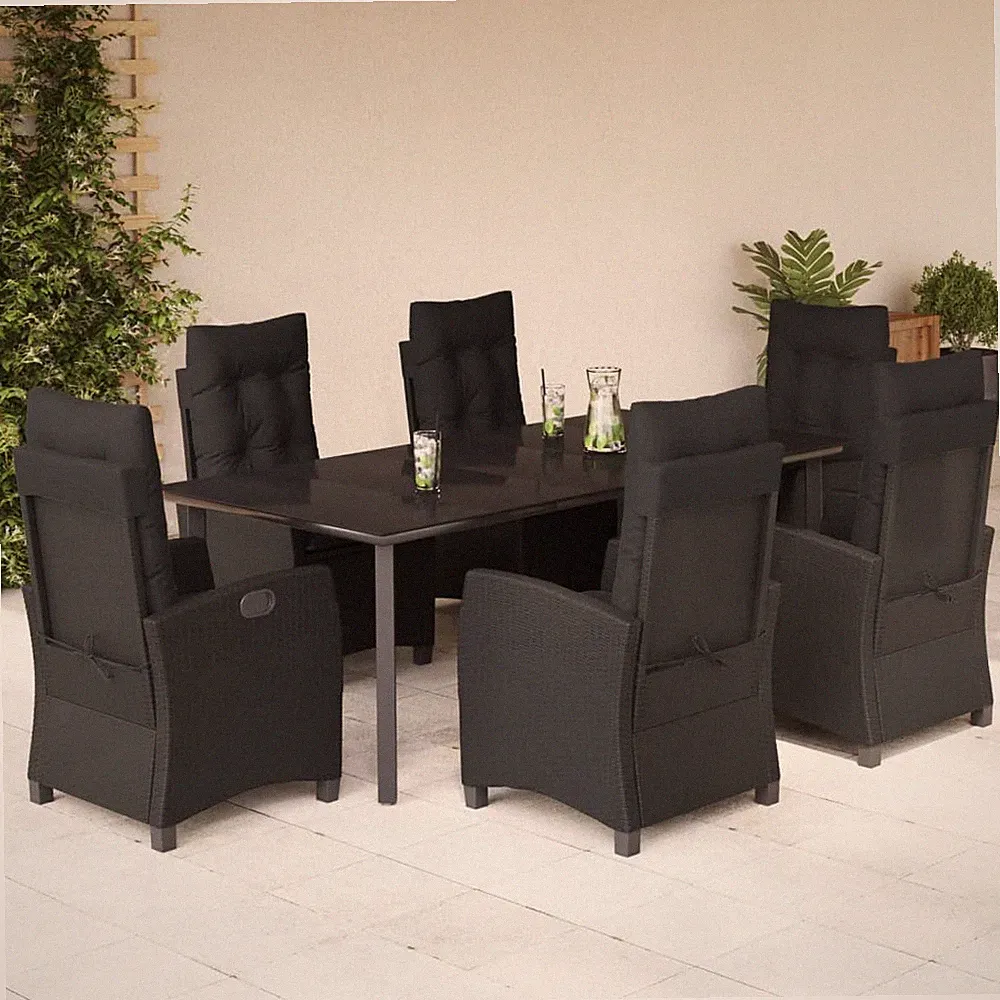 Gartenmöbel Essgruppe Gartengarnitur Sitzgruppe Schwarz Poly Rattan vidaXL