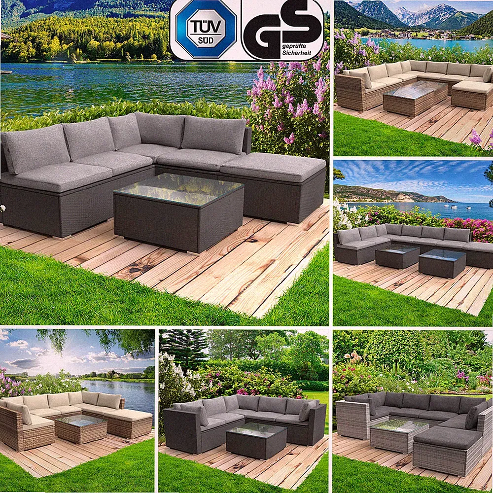 Gartenmöbel Poly Rattan Lounge Möbel ALU Garten Garnitur Sitzgruppe Sofa