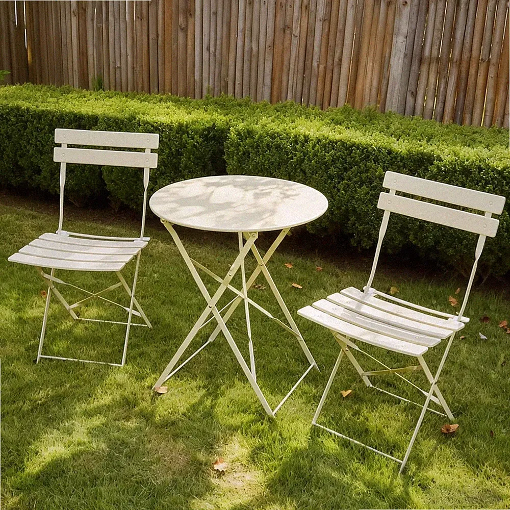 Gartenmöbel Set 3-teilig wetterfest Balkonmöbel Bistrotisch Stühle Rustikal