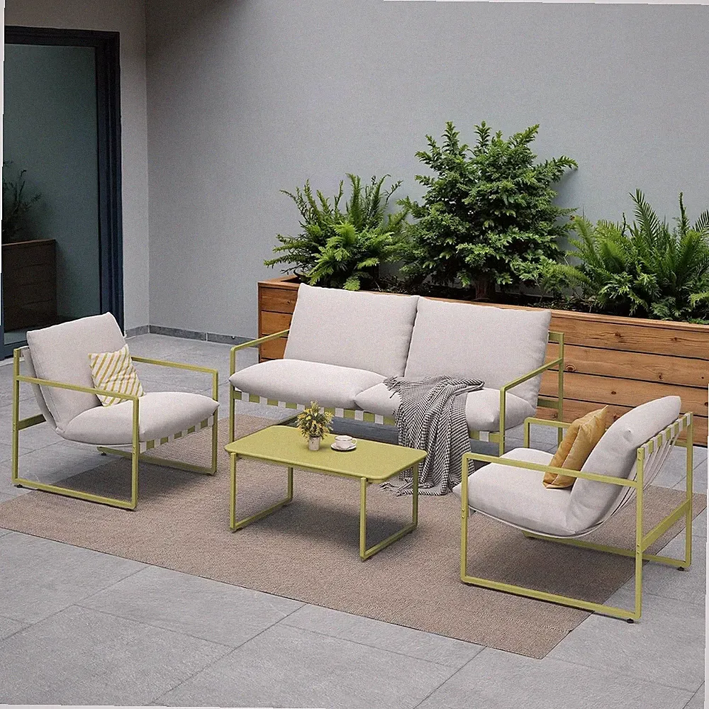 Gartenmöbel Set 4er Balkonmöbel Lounge 4 Personen Kissen Outdoor Tisch
