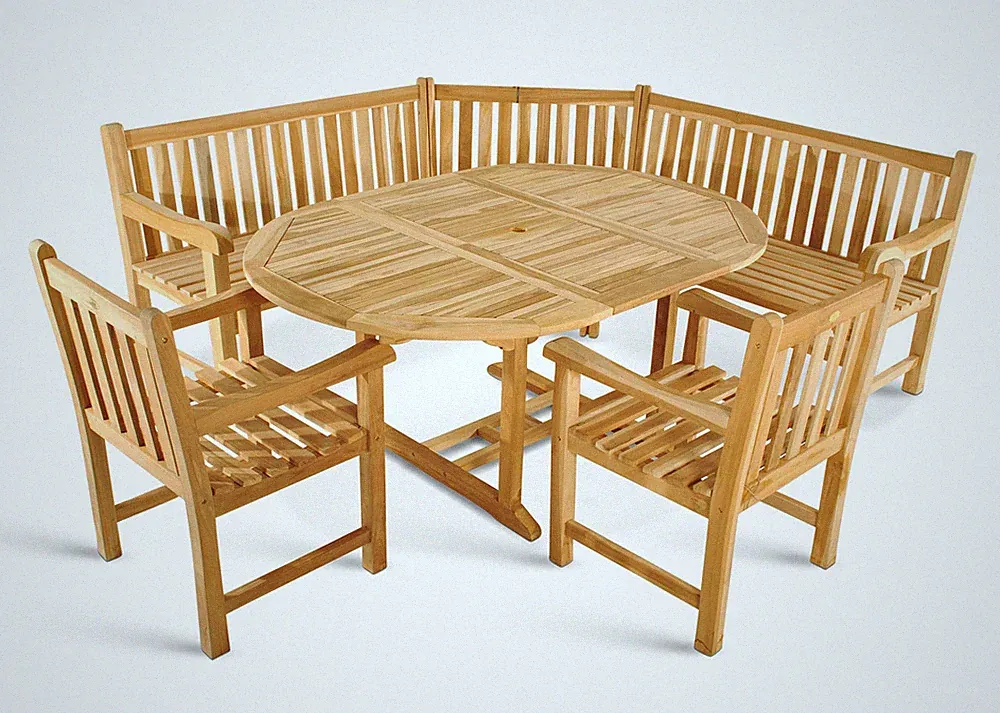 Gartenmöbel Set 4tlg mit Eckbank Teak Gartentisch ausziehbar 120-170 cm BORNEO/