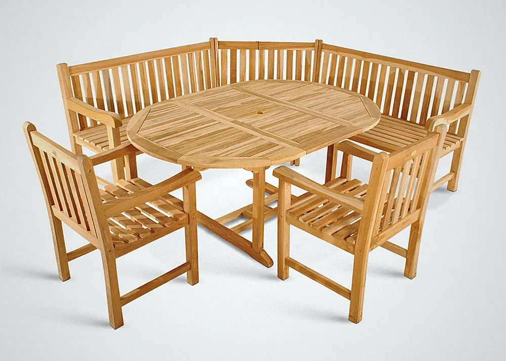 Gartenmöbel Set 4tlg mit Eckbank Teak Gartentisch ausziehbar 120-170 cm BORNEO/