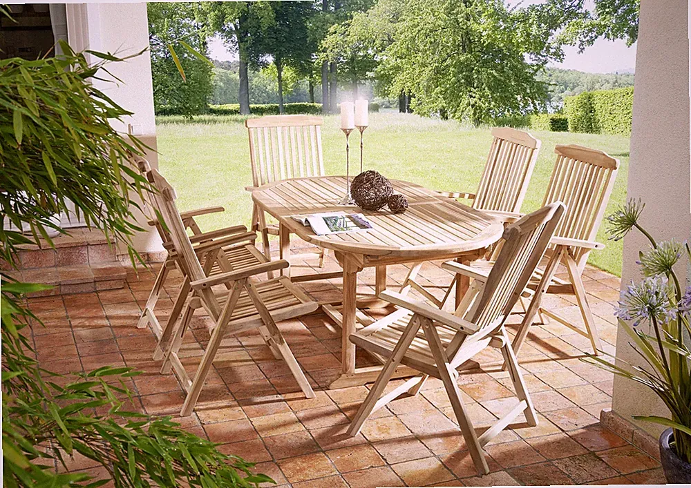 Gartenmöbel Set 7tlg Teak Gartentisch ausziehbar 180-240 cm ARUBA