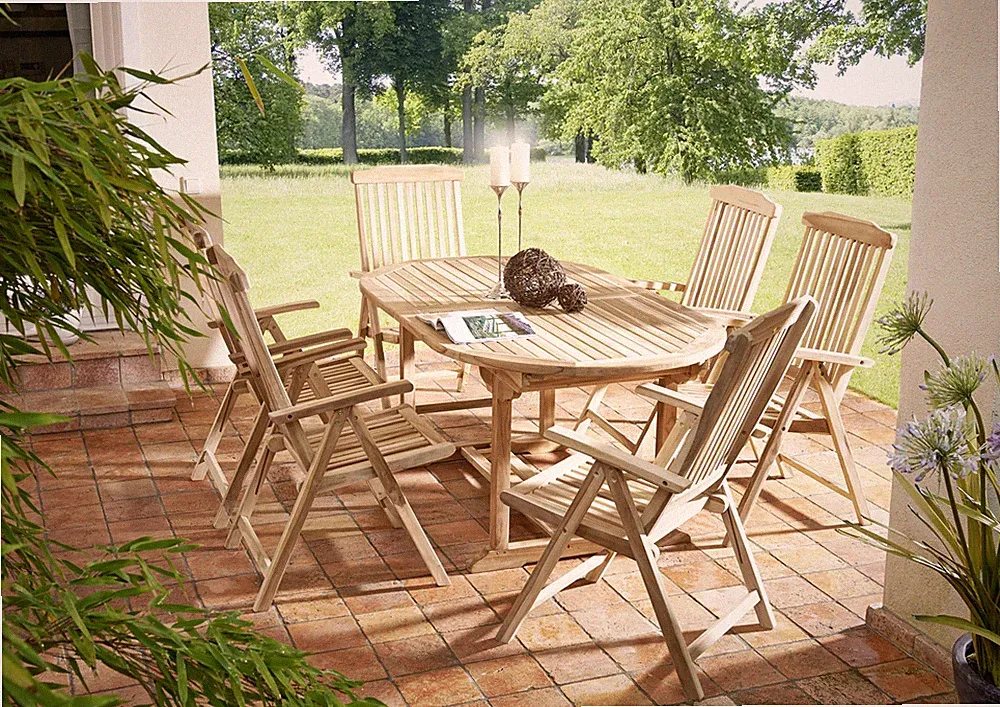 Gartenmöbel Set 7tlg Teak Gartentisch ausziehbar 180-240 cm ARUBA