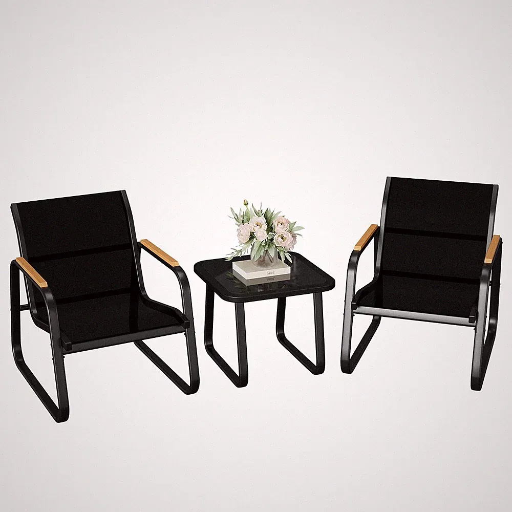 Gartenmöbel Set, Balkonmöbel Set, 2 Sessel & Tisch Sitzgruppe für 2 Personen