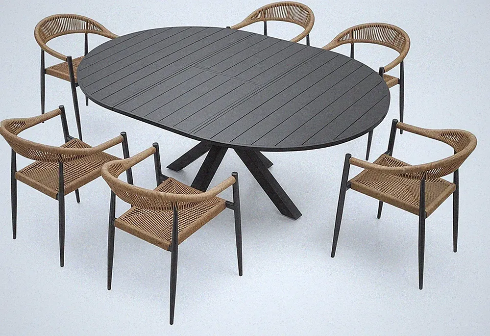 Gartenmöbel-Set für 6 Personen für die Terrasse – ausziehbarer Tisch 145–200 cm