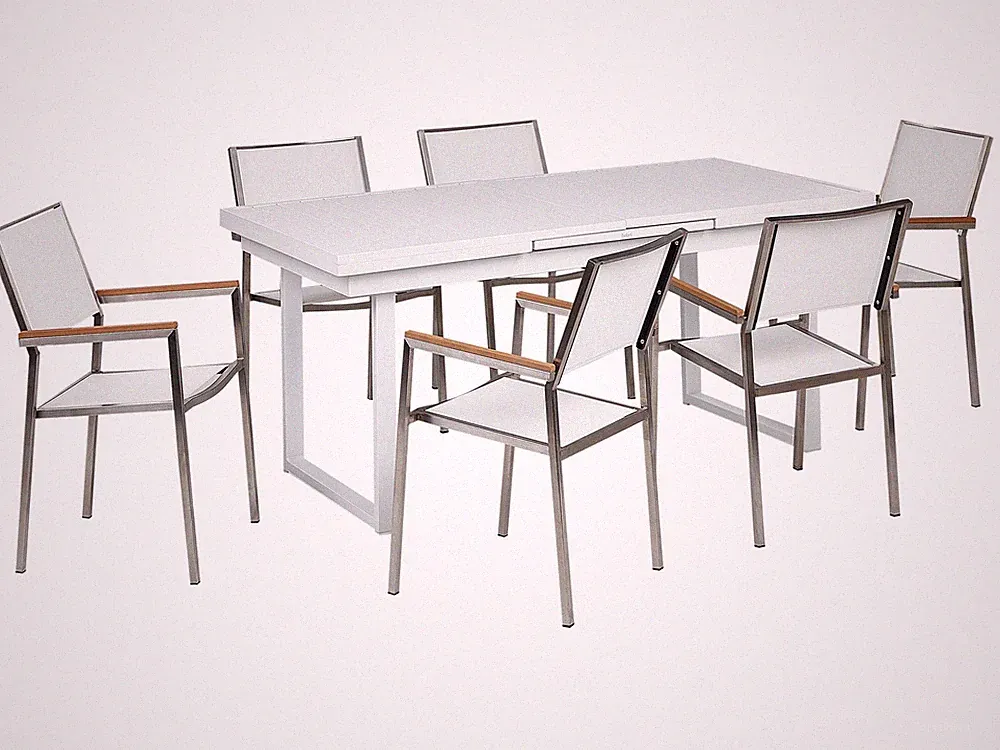 Gartenmöbel-Set für 6 Personen mit mit Ausziehbarer Esstisch aus Aluminium, Edel