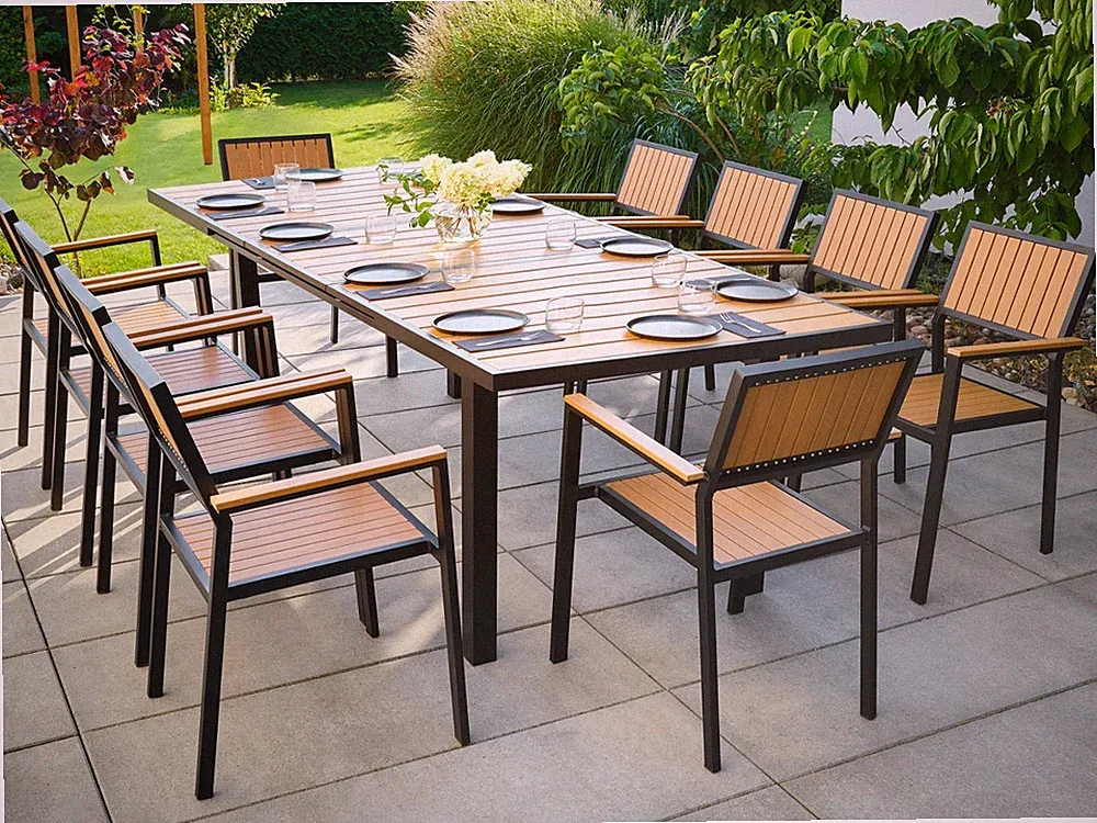Gartenmöbel-Set für die Terrasse 10+1 ausziehbarer Aluminium-Tisch 180/240 cm