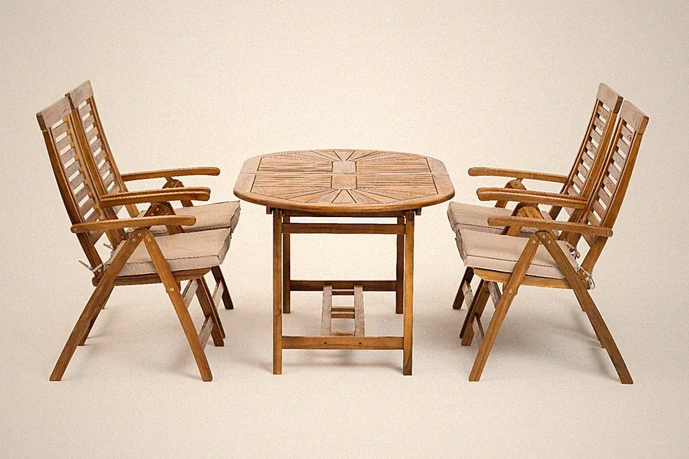 Gartenmöbel Set Marsylia 4 Personen Akazienholz Metall Ausziehbar Rückenlehne