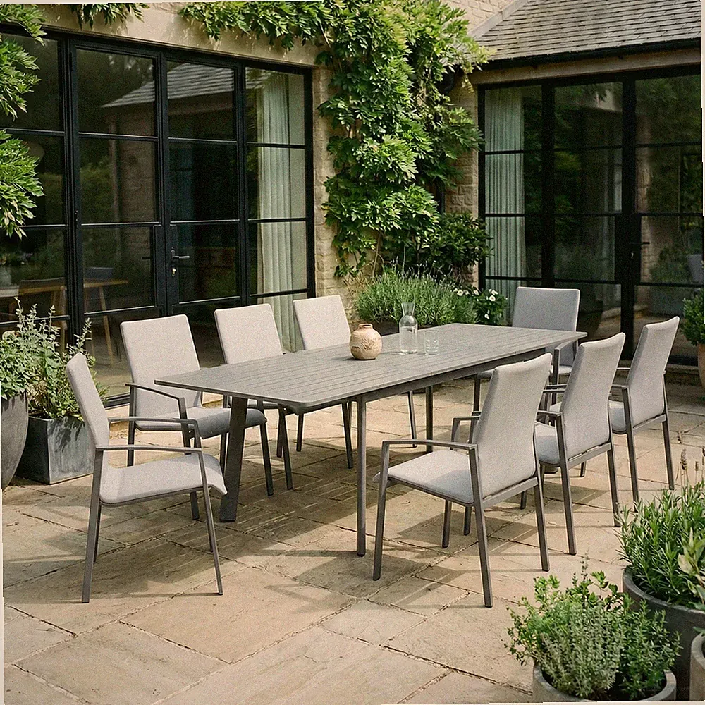Gartenmöbel Set mit Gartentisch & 8 Stühlen Outdoor Möbel anthrazit