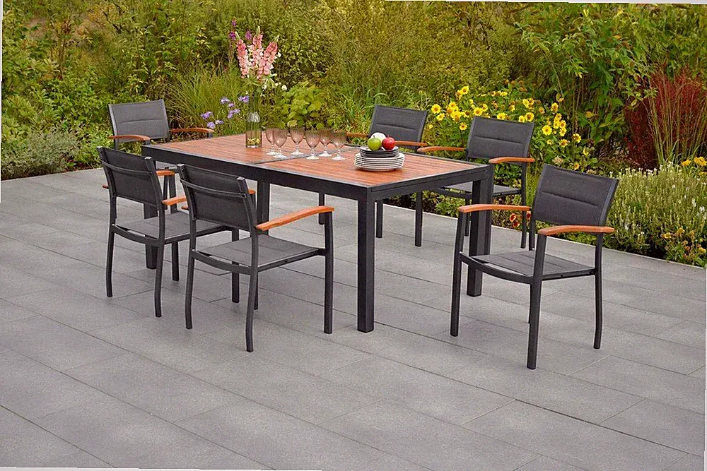 Gartenmöbel Set Sitzgruppe 6 Gartenstühle mit Tisch ausziehbar Stapelstühle Holz