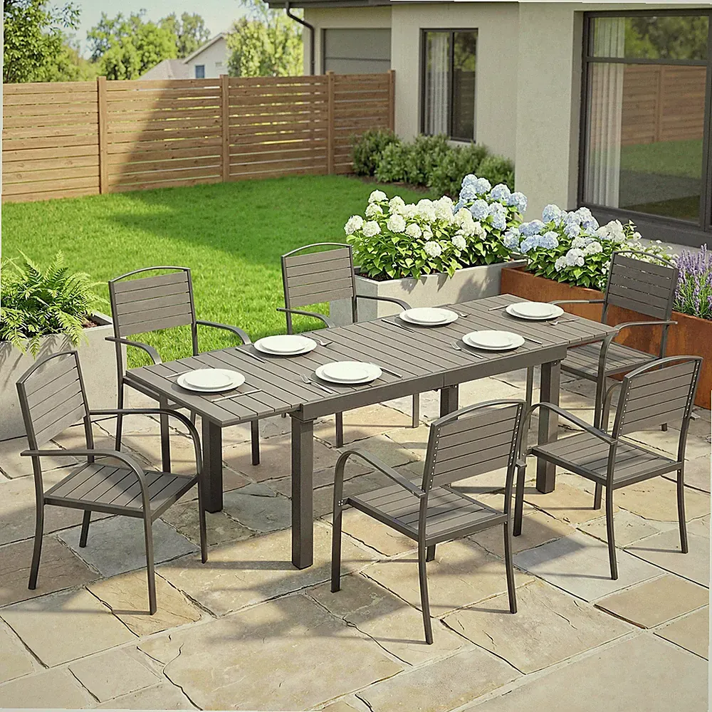 Gartenmöbel Set Sitzgruppe 7-teilig Ausziehbar Tisch mit 6 Stühlen Refurbished
