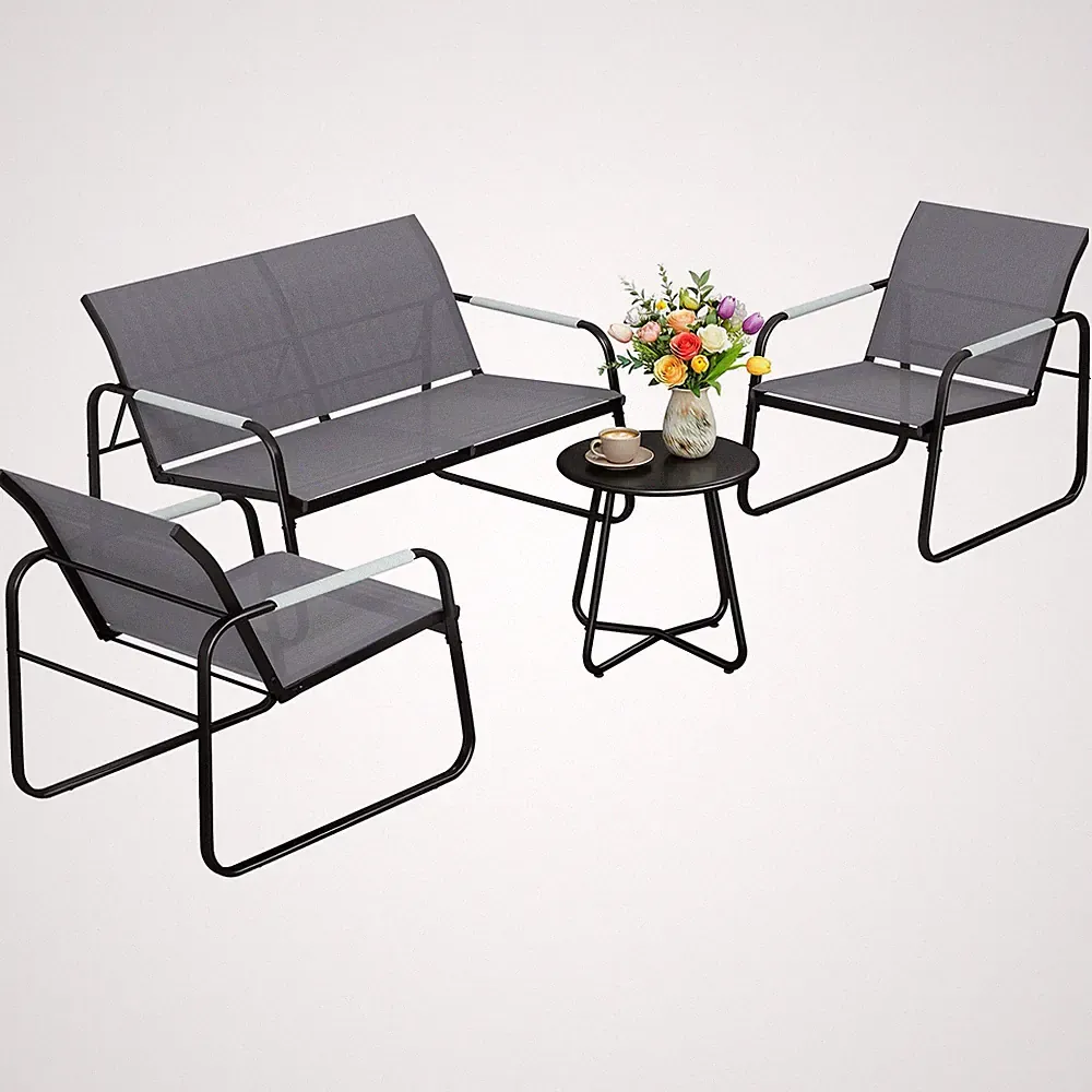 Gartenmöbel Set Sitzgruppe für 4 Personen Atmungsaktiv Gartenlounge mit 2er Sofa