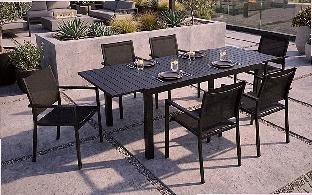 Gartenmöbel Set Sitzgruppe Garnitur Gruppe LIFE Stapelstuhl Outdoor Ausziehtisch
