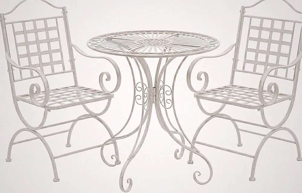 Gartenmöbel-Set Viro mit rundem Gartentisch und 2 Gartenstühlen aus Eisen