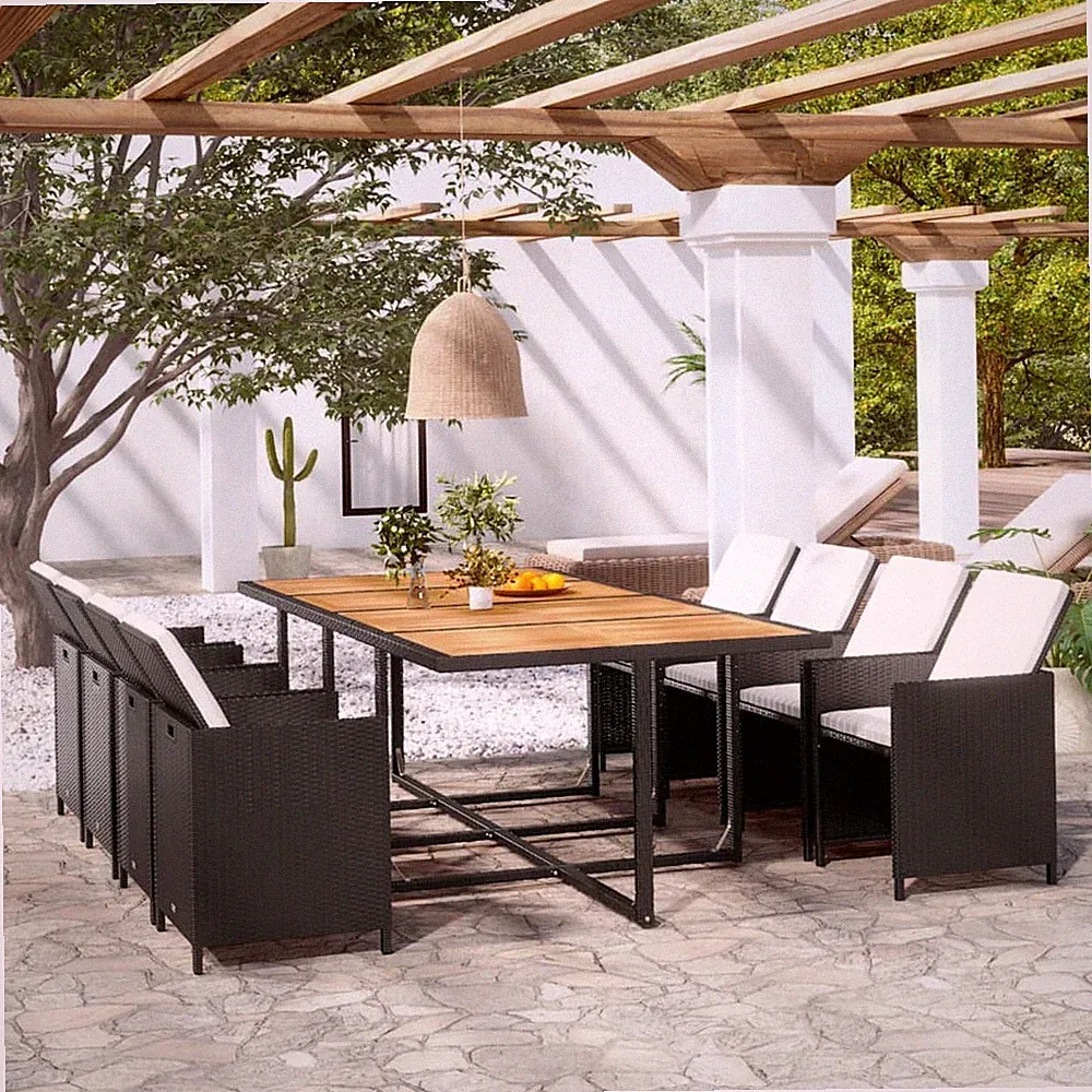 Gartenmöbel Sitzgruppe Gartengarnitur Essgruppe 13-tlg. Poly Rattan vidaXL