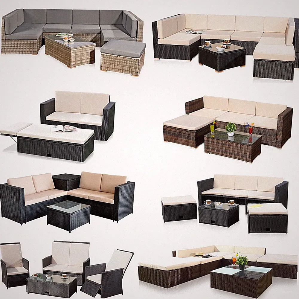 Gartenmöbel Sitzgruppe Sofa Möbel Lounge Rattan Sitzgarnitur Gartenset Tisch Set