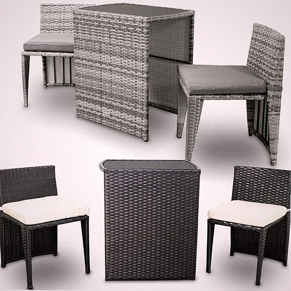 Gartenmöbel Sitzgruppe Terrassenmöbel für Balkon Rattan Lounge 3tlg Lacestone