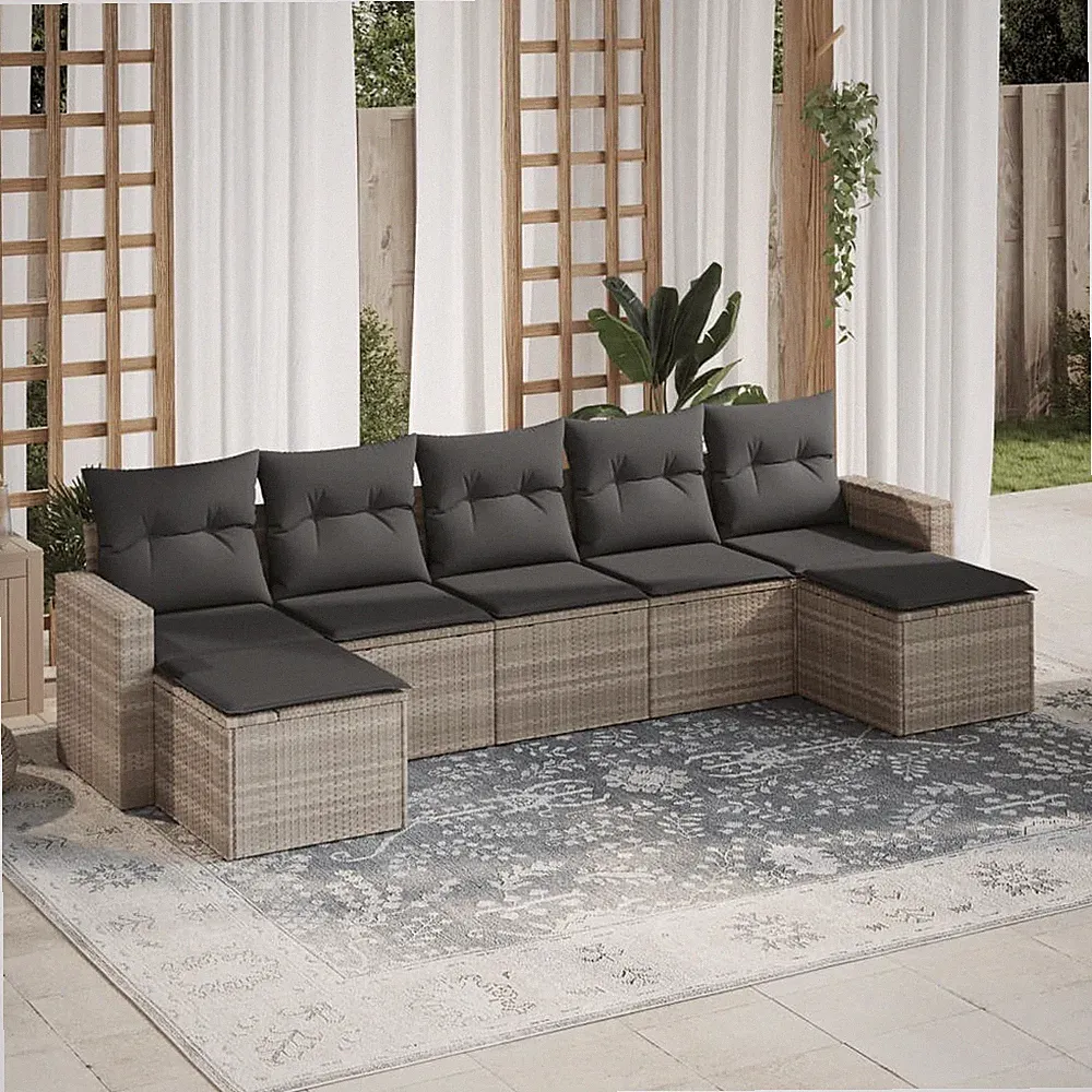 Gartenmöbel Sofa Garnitur Kissen Lounge Set Gartengarnitur Poly Rattan vidaXL