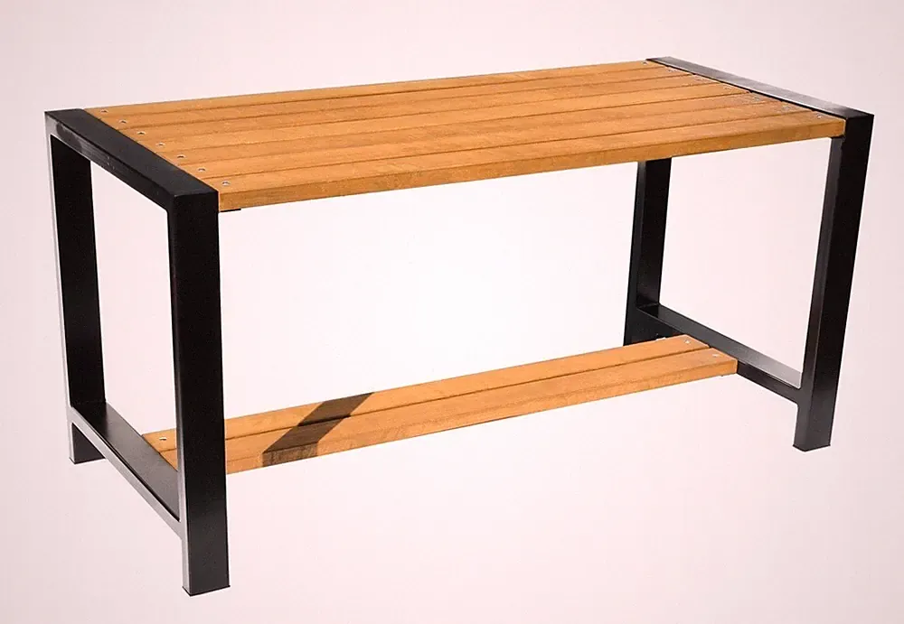 Gartenmöbeln Gartentisch aus Massivholz + Metall Tisch Parktisch Stadttisch