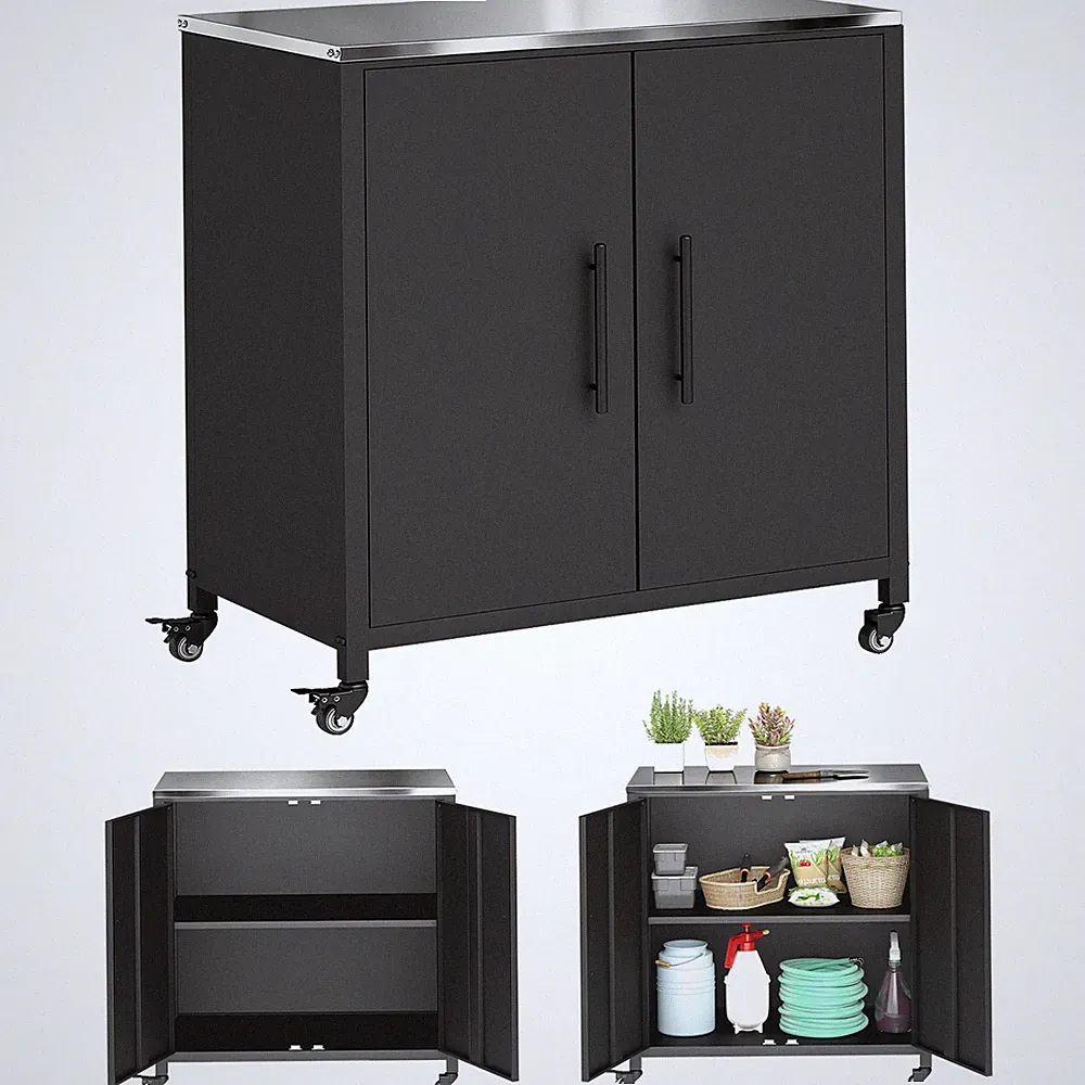 Gartenschrank mit Pflanztisch Geräteschuppen mit Edelstahl Arbeitsplatte