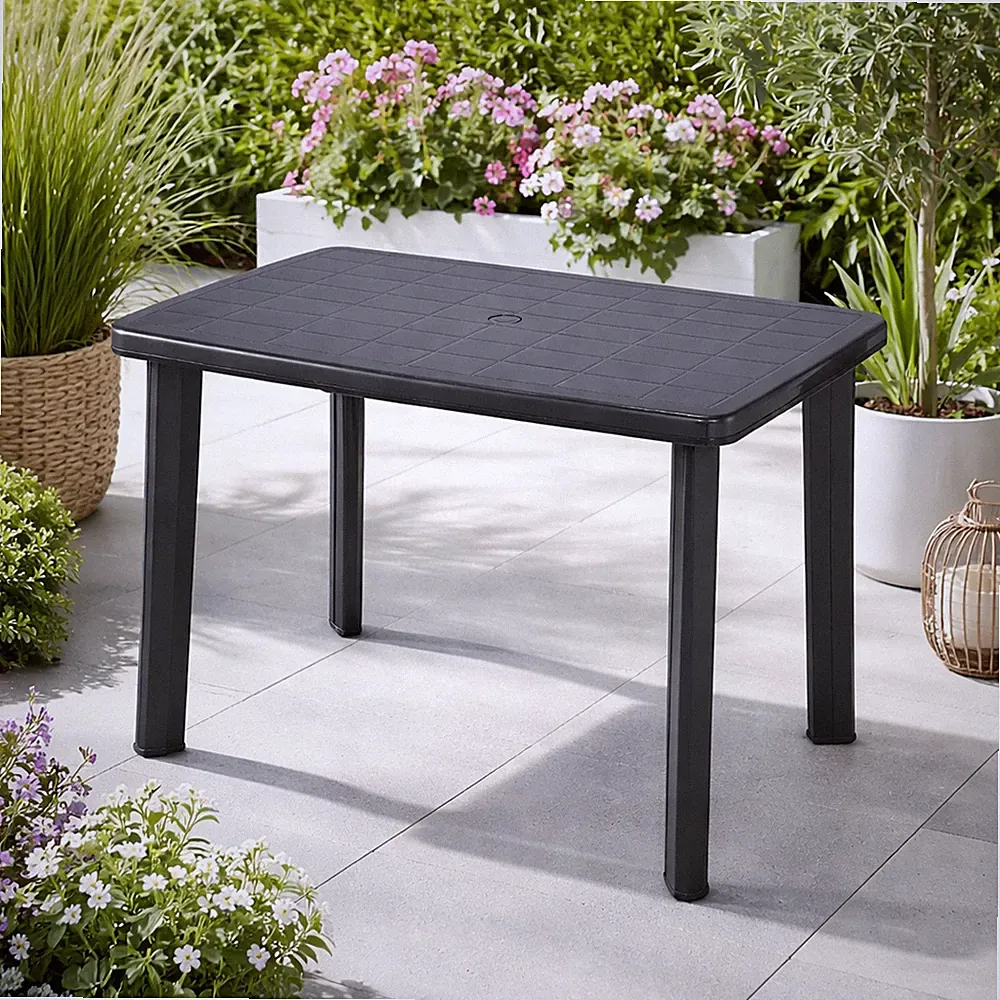 Gartentisch 100x70cm Kunststoff Terrasse Anthrazit Balkon Terassentisch Garten