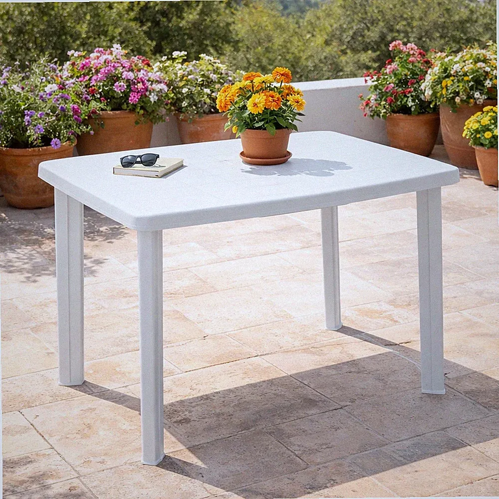 Gartentisch 100x70cm Kunststoff Terrasse Weiß Balkon Terassentisch Garten