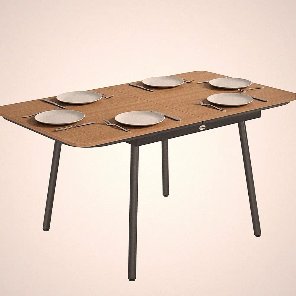 Gartentisch 140 x 80 cm für 6 Personen rostbeständig Outdoor Esstisch Teak