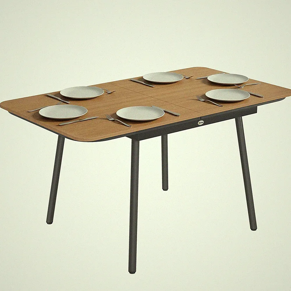 Gartentisch 140 x 80 cm für 6 Personen rostbeständig Outdoor Esstisch Teak