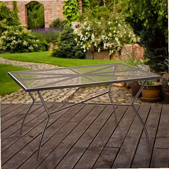 Gartentisch 140 x 90 x 72cm Metall mit Elektrophor behandelt pulverbeschichtet