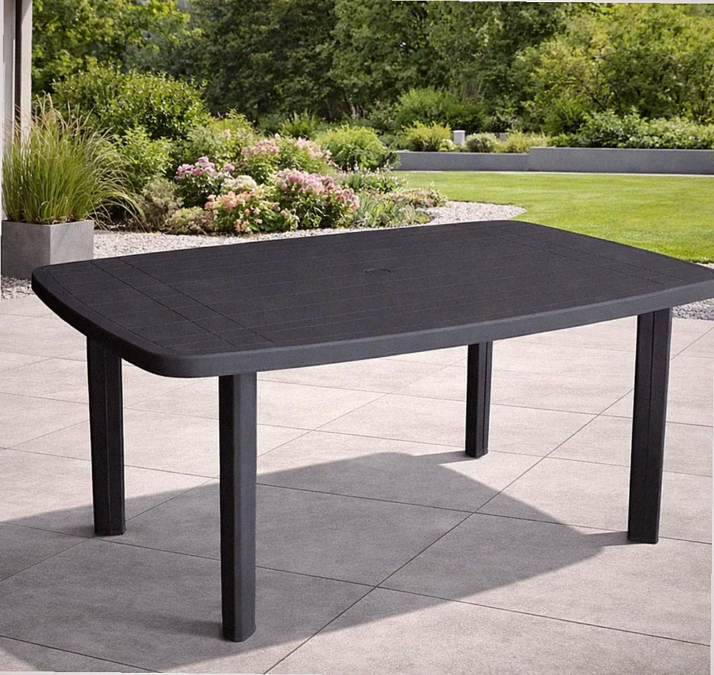 Gartentisch 140x90cm Kunststoff Terrasse Anthrazit Balkon Terassentisch Garten