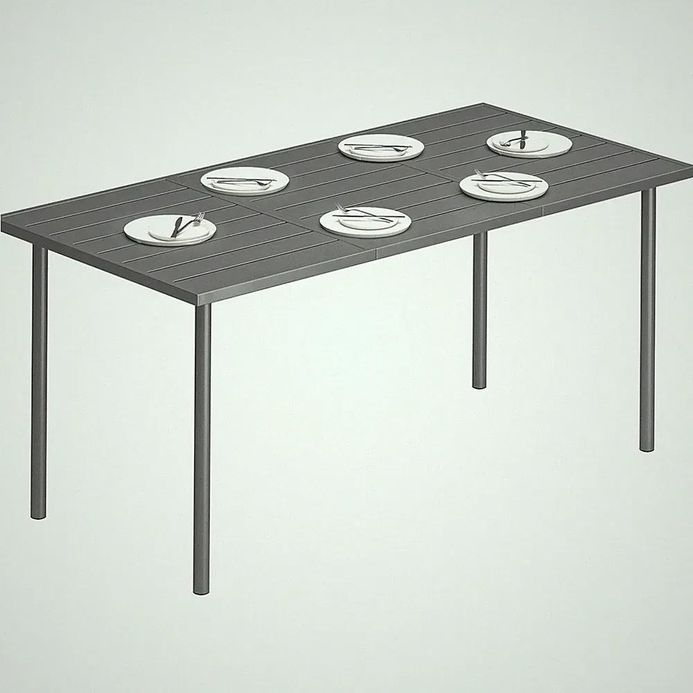 Gartentisch 165 x 80 cm für 6 Personen Esstisch mit Lamellen-Tischplatte