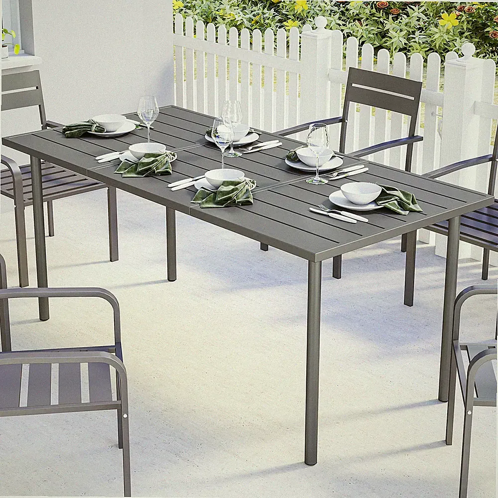 Gartentisch 165x80cm für 6 Personen Esstisch mit LamellenTischplatte Refurbished