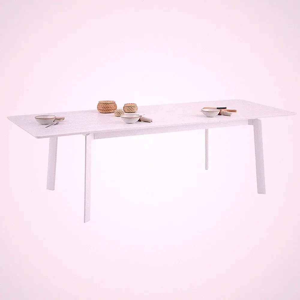 Gartentisch 180- 260 cm Balkontisch Terassentisch Aluminium ausziehbar weiß