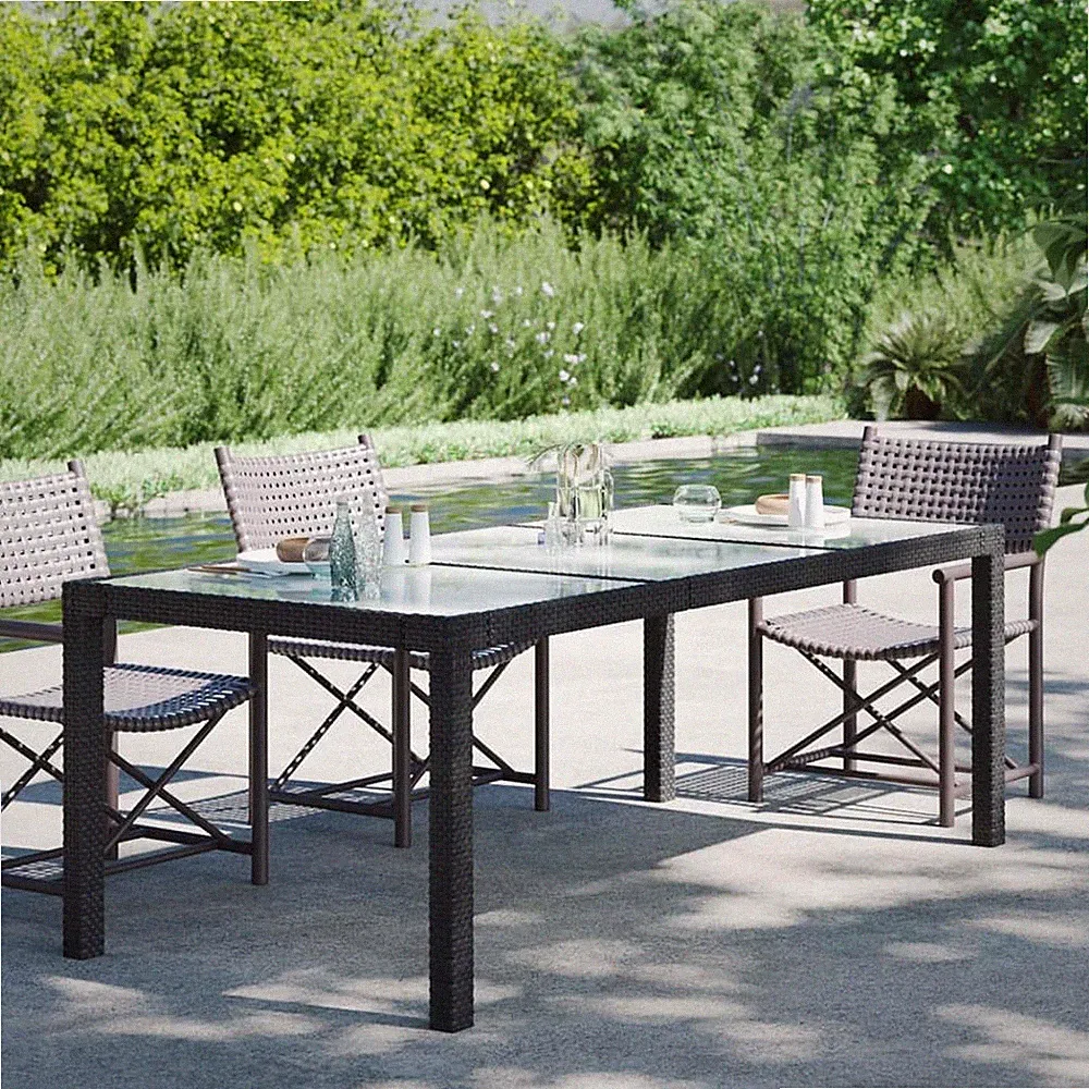 Gartentisch 190x90x75cm Gehärtetes Glas Poly Rattan mehrere Auswahl vidaXL