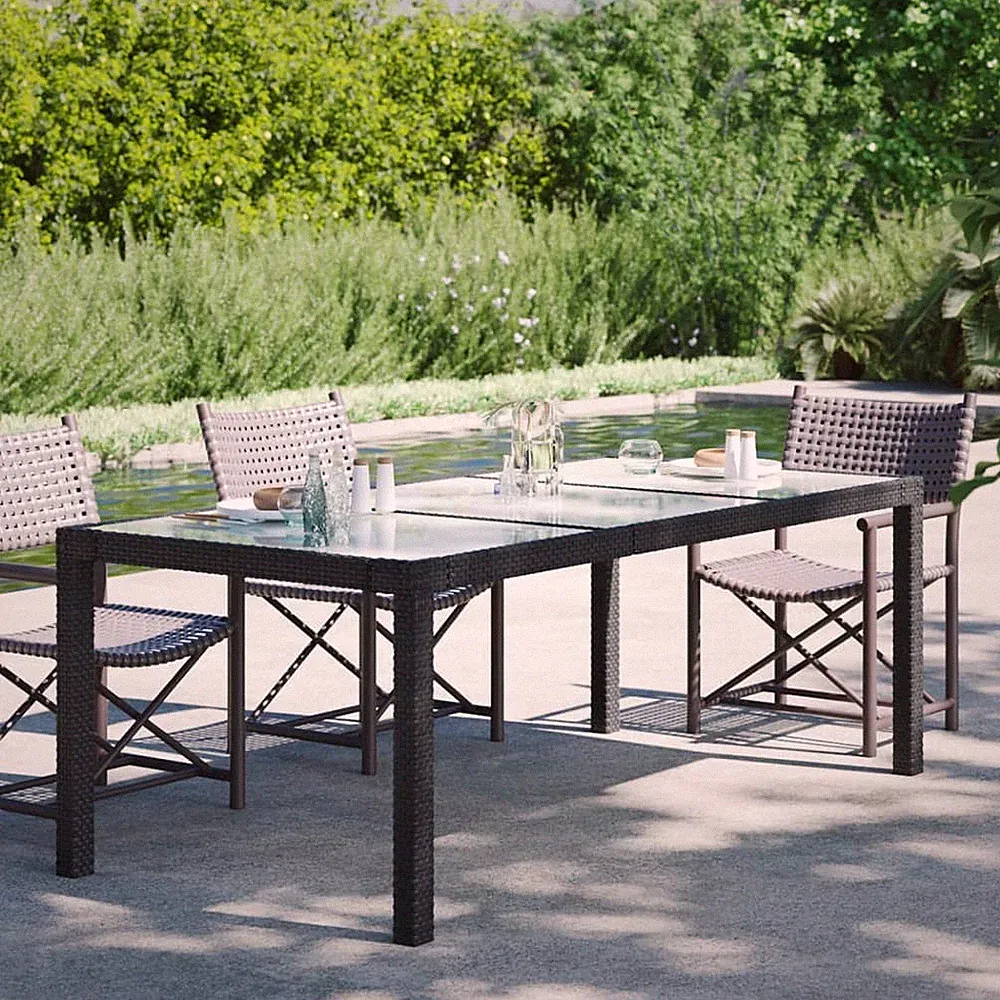 Gartentisch 190x90x75cm Gehärtetes Glas Poly Rattan mehrere Auswahl vidaXL