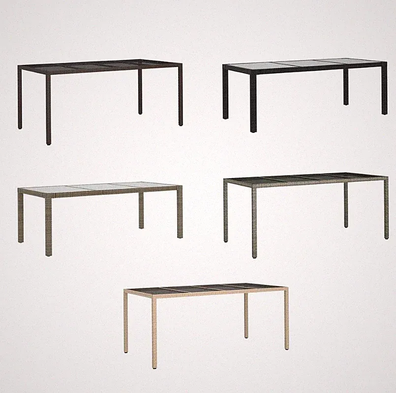 Gartentisch 190x90x75cm Gehärtetes Glas Poly Rattan mehrere Auswahl vidaXL