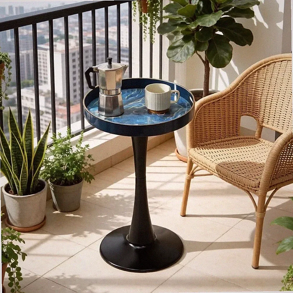 Gartentisch 38 cm rund Outdoor mit Trompetenbein