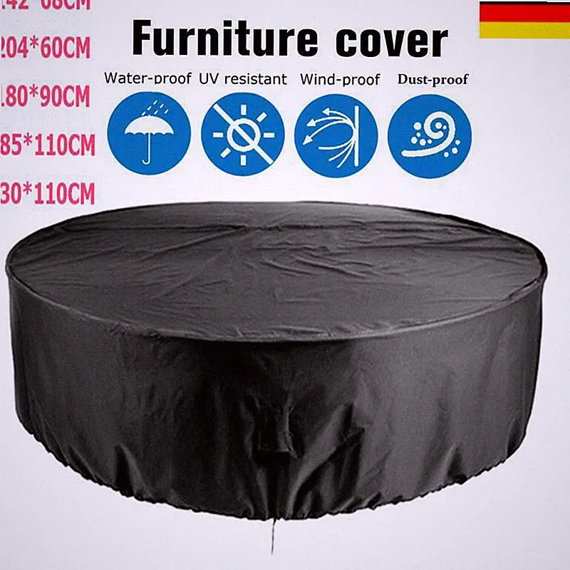 Gartentisch Abdeckung PREMIUM Schutzhülle OVAL oder RUND Abdeckung Plane Lieg...