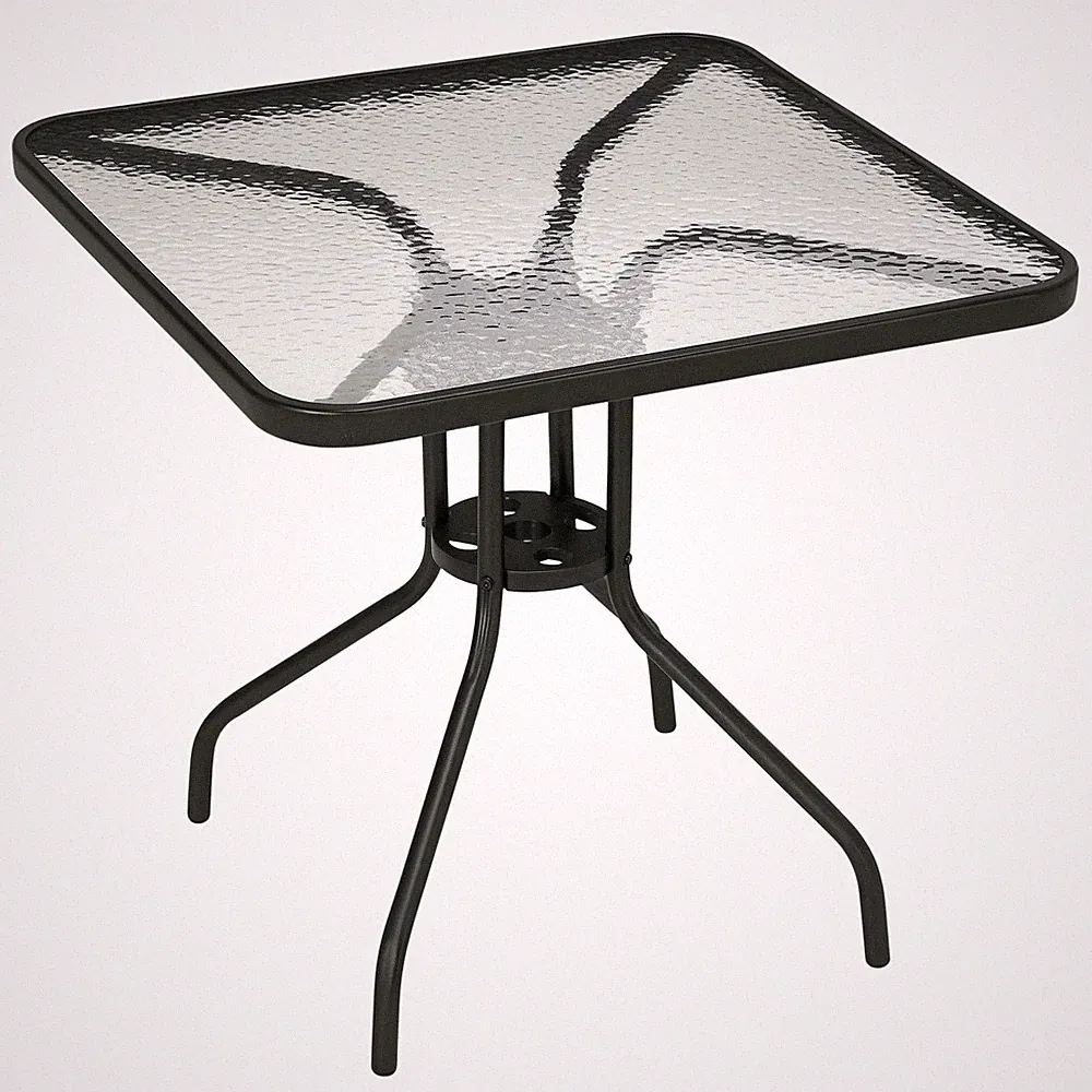 Gartentisch Abnehmbar Metall 76x76 cm Wetterfest Balkontisch mit Schirmloch