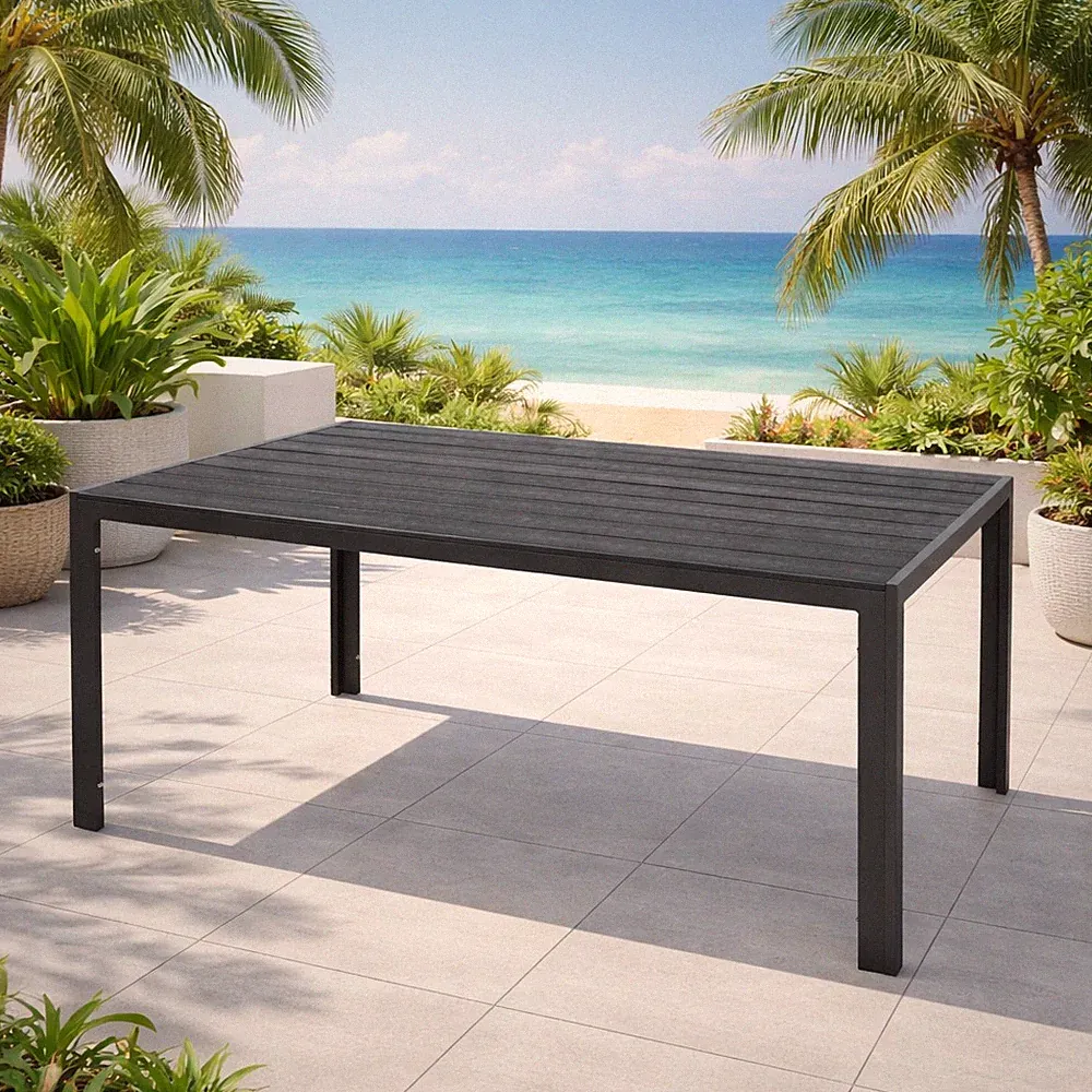 Gartentisch Aluminium Kunststoffholz anthrazit Gartenmöbel Esstisch 160x90x74cm