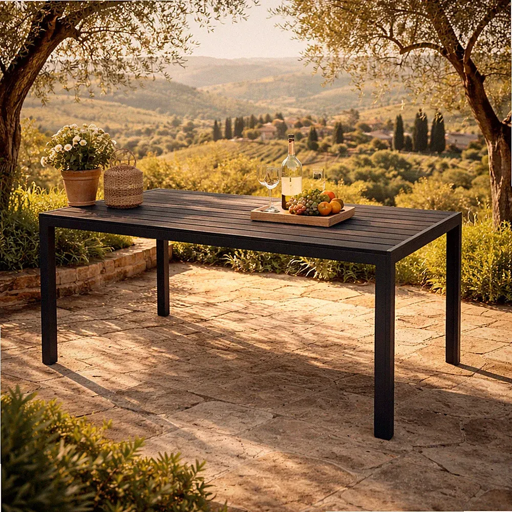 Gartentisch Aluminium Non-Wood anthrazit/schwarz Gartenmöbel Esstisch 125 x 70cm